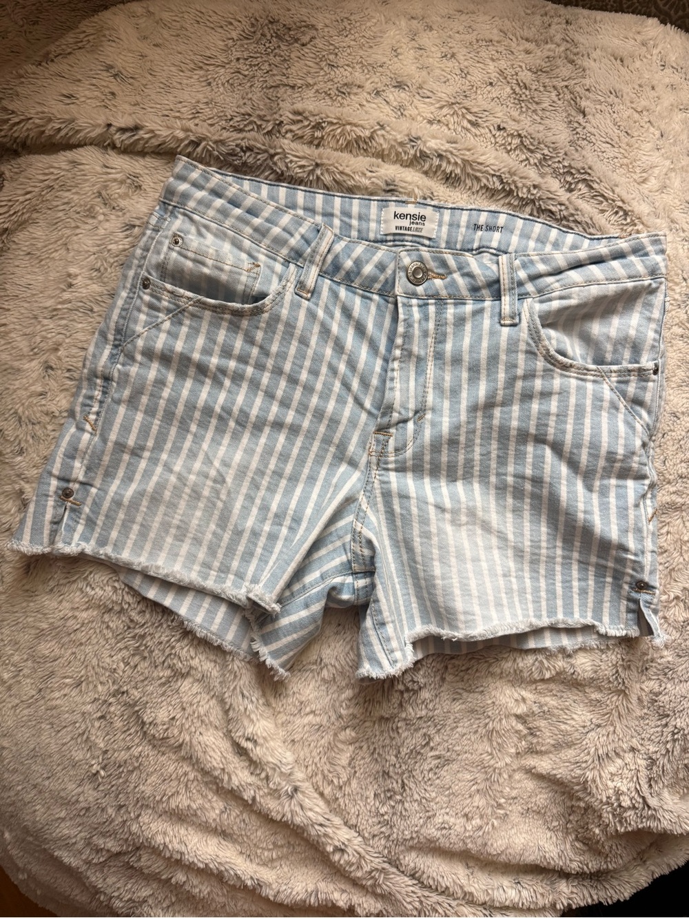 Kensie Vintage Luxe Striped Jean Shorts